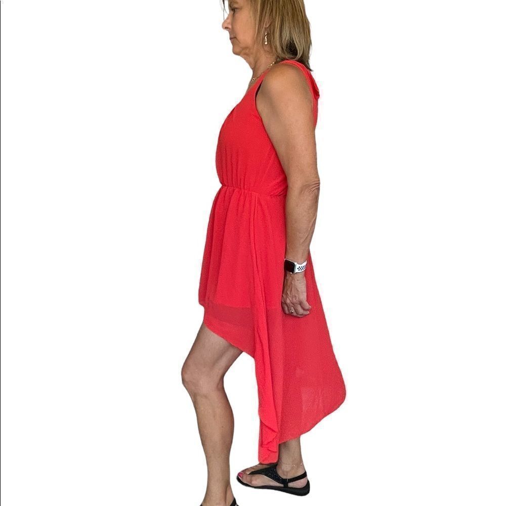 HOT RED HI-LOW SLEEVELESS DRESS‎ - Picture 4 of 11